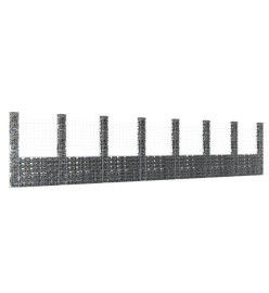 Panier de gabion en forme de U avec 8 poteaux Fer 860x20x200 cm