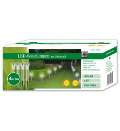 HI Lampes de jardin à LED solaires 4 pcs Acier inoxydable 36 cm