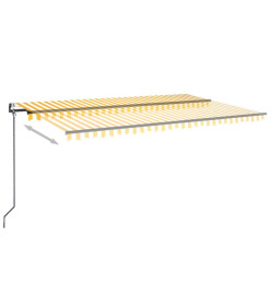 Auvent automatique capteur de vent/LED 500x300cm Jaune et blanc