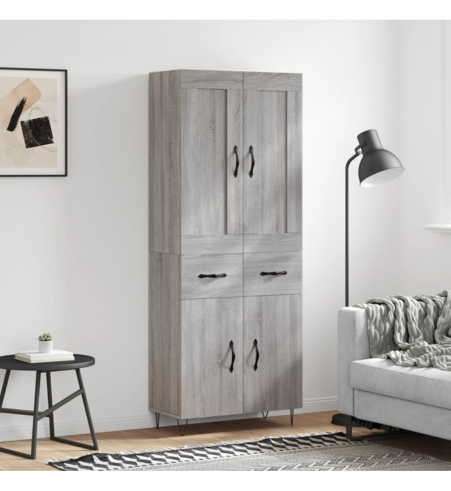 Buffet haut Sonoma gris 69,5x34x180 cm Bois d'ingénierie