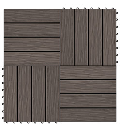 Carreau de terrasse en relief 11 pcs WPC 30x30 cm 1 m² Marron