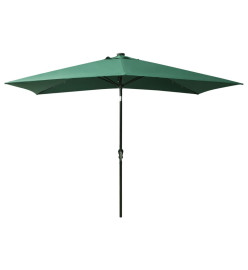 Parasol avec LED et mât en acier Vert 2x3 m