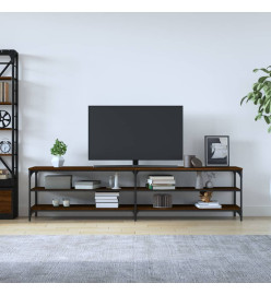 Meuble TV chêne marron 200x30x50 cm bois d'ingénierie et métal