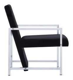 Fauteuil avec pieds en chrome Noir Velours