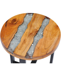 Table basse 40 x 45 cm Bois de teck massif et polyrésine