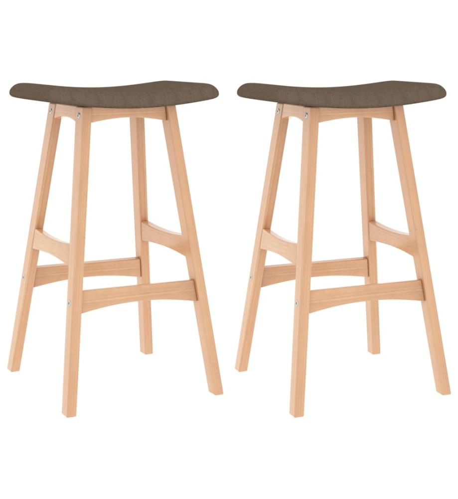 Tabourets de bar lot de 2 marron tissu