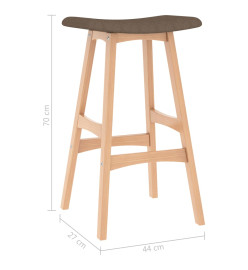 Tabourets de bar lot de 2 marron tissu