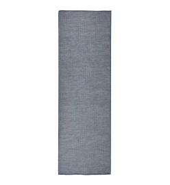 Tapis à tissage plat d'extérieur 80x250 cm Bleu