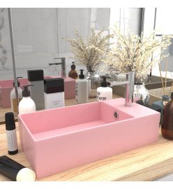 Lavabo de salle de bain avec trop-plein Céramique Rose