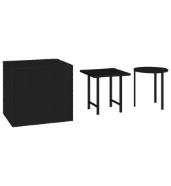 Tables d'appoint 3 pcs noir résine tressée