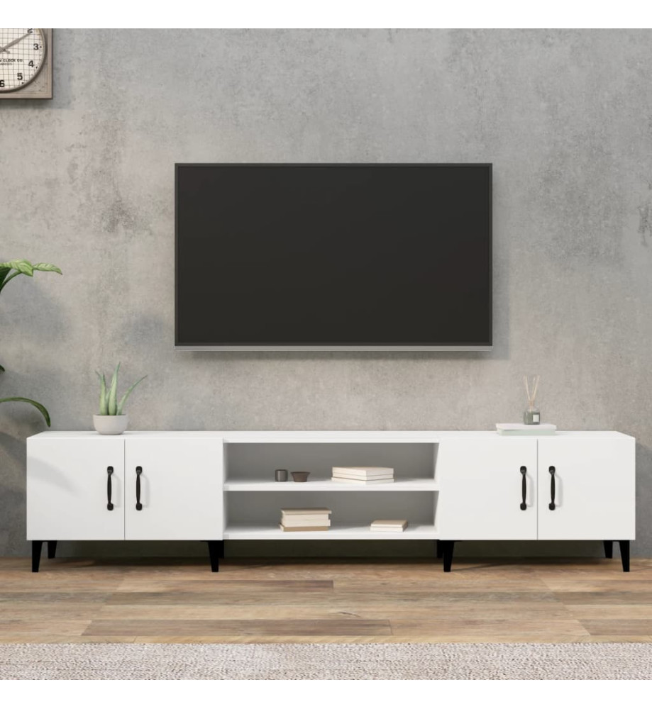 Meuble TV blanc 180x31,5x40 cm bois d'ingénierie