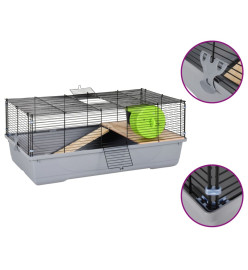 Cage pour hamsters gris 80x45x34 cm polypropylène et métal