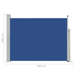 Auvent latéral rétractable de patio 100x500 cm Bleu