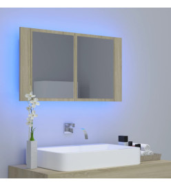 Armoire à miroir à LED de bain Chêne sonoma 80x12x45 Acrylique