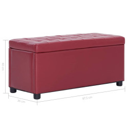 Pouf de rangement 87,5 cm Rouge bordeaux Similicuir