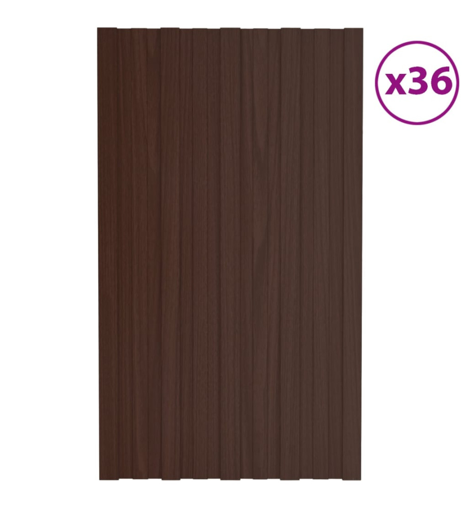 Panneaux de toiture 36 pcs Acier galvanisé Marron 80x45 cm