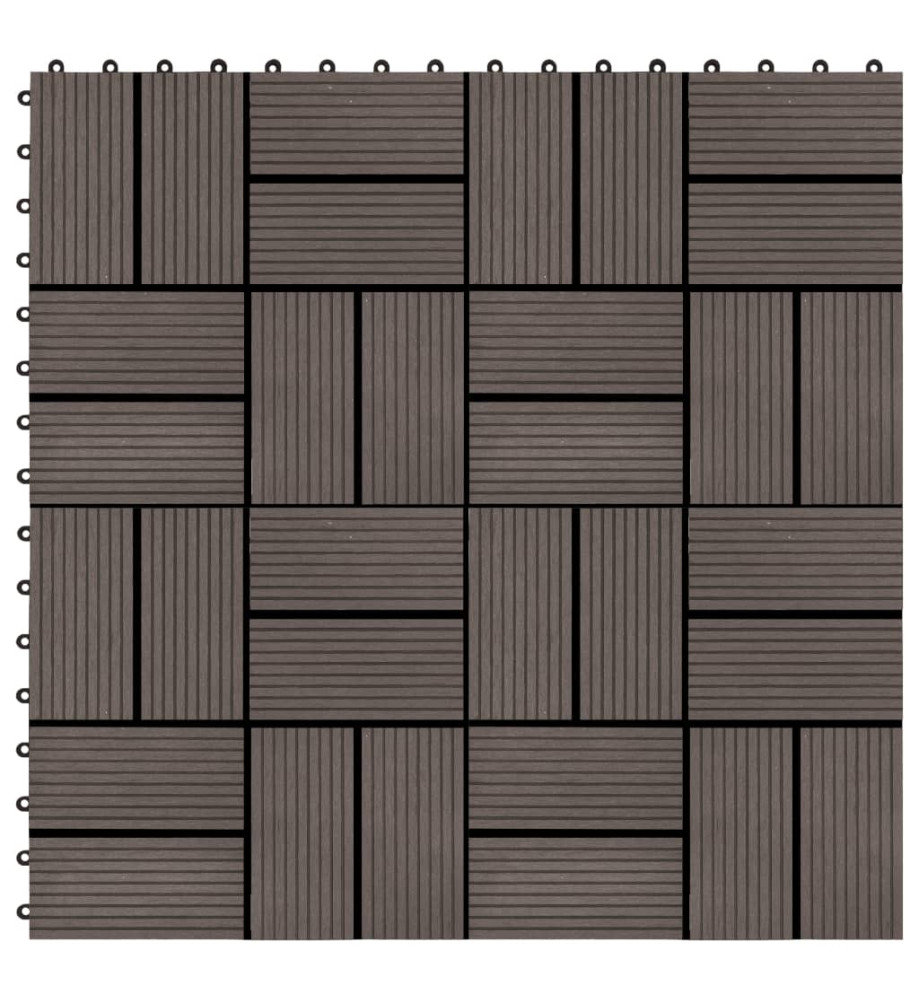 Carreau de terrasse 11 pcs WPC 30 x 30 cm 1 m² Marron foncé