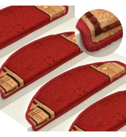 Tapis d'escalier autocollants 15 pcs Rouge 65x21x4 cm