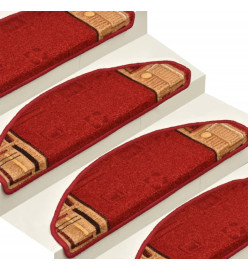 Tapis d'escalier autocollants 15 pcs Rouge 65x21x4 cm