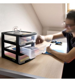 Curver Cube à tiroirs pour bureau Babel A4 3x5 L Noir et transparent