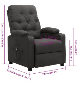 Fauteuil inclinable électrique Gris foncé Tissu