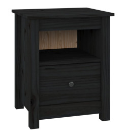 Table de chevet Noir 40x35x49 cm Bois de pin massif