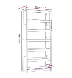 Bibliothèque Blanc 80x35x183 cm Bois de pin massif