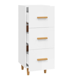 Buffet Blanc brillant 34,5x34x90 cm Bois d'ingénierie