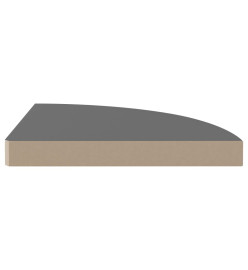 Étagère d'angle flottante Gris brillant 35x35x3,8 cm MDF