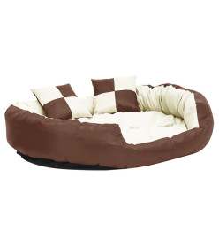 Coussin réversible lavable de chien Marron et crème 110x80x23cm