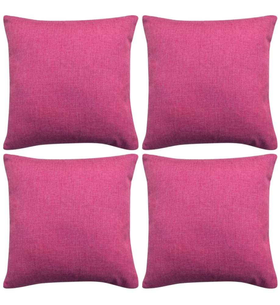 Housses de coussin 4 pcs Aspect de lin Rose 80x80 cm