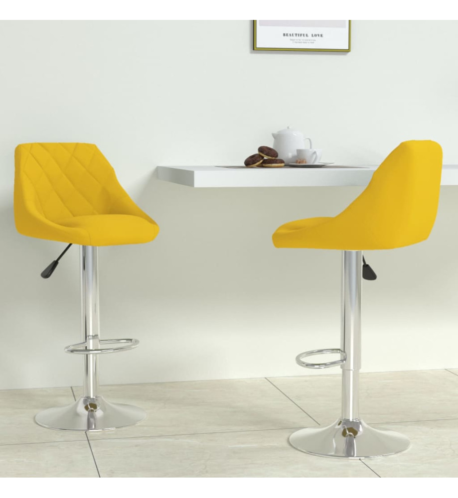 Tabourets de bar lot de 2 jaune moutarde velours