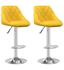 Tabourets de bar lot de 2 jaune moutarde velours