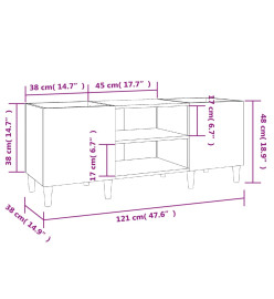 Armoire à disques chêne marron 121x38x48 cm bois d'ingénierie