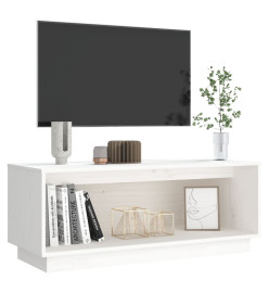 Meuble TV Blanc 90x35x35 cm Bois de pin massif