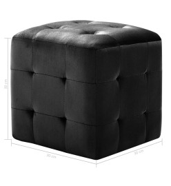 2 pcs Poufs Noir 30 x 30 x 30 cm Tissu velours