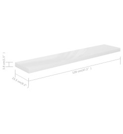 Étagère murale flottante 4pcs Blanc brillant 120x23,5x3,8cm MDF