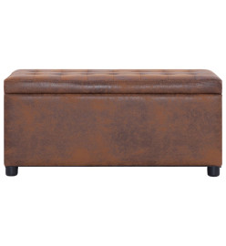 Pouf de rangement 87,5 cm Marron Similicuir daim