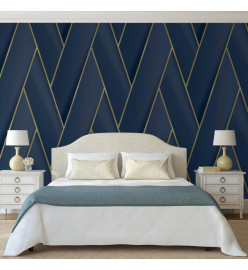 DUTCH WALLCOVERINGS Papier peint Geometric Bleu et doré