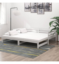 Lit coulissant Blanc Bois de pin massif 2x(90x200) cm