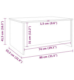 Table basse Gris béton 80x55,5x41,5 cm Bois d'ingénierie