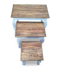 Ensemble de tables gigognes 3 pcs Bois de récupération massif