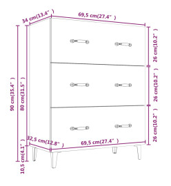 Buffet chêne marron 69,5x34x90 cm bois d'ingénierie