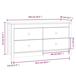 Armoire latérale Noir 100x40x54 cm Bois de pin massif