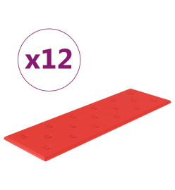 Panneaux muraux 12 pcs Rouge 90x30 cm Similicuir 3,24 m²