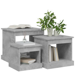 Tables gigognes 3 pcs gris béton bois d'ingénierie