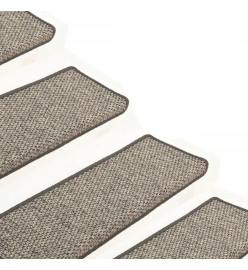 Tapis d'escalier autocollants 15 pcs 65x21x4 cm Gris et beige