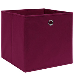 Boîtes de rangement 10 pcs Tissu intissé 28x28x28cm Rouge foncé