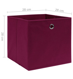 Boîtes de rangement 10 pcs Tissu intissé 28x28x28cm Rouge foncé