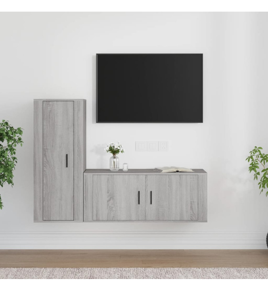 Ensemble de meubles TV 2 pcs Sonoma gris Bois d'ingénierie